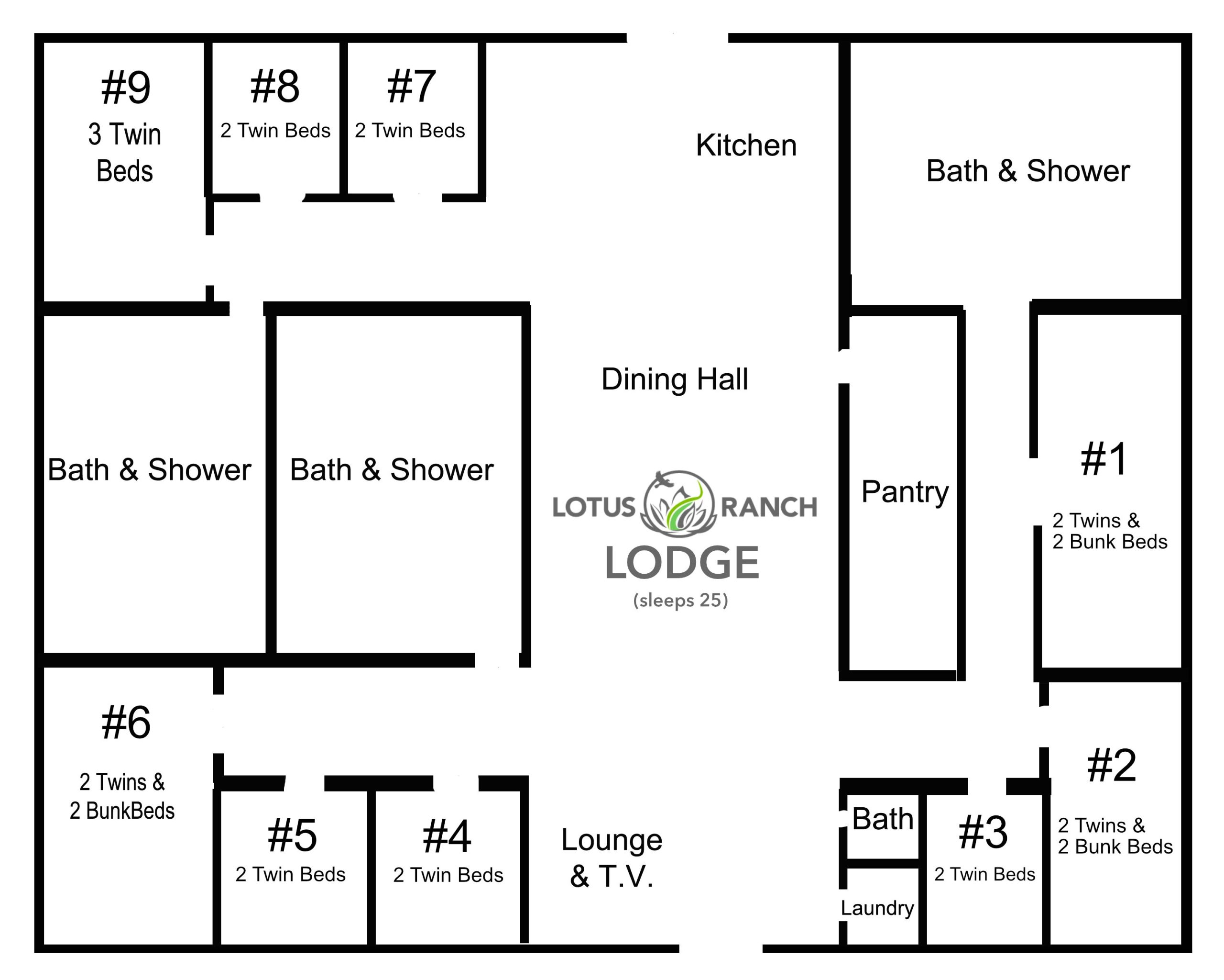 Room Layout of the Lodge at Lotus Ranch